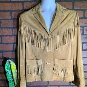VINTAGE Lauren RL 100% Leather Fringe Jacket
